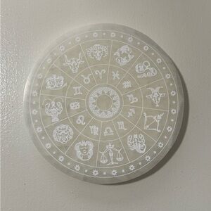 Selenite Charging Plate with Zodiac Wheel